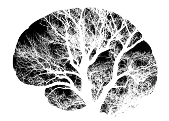 En trädsiluett i formen av en hjärna