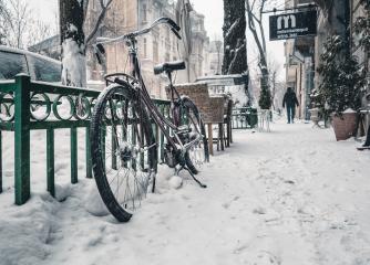 cykel i snö