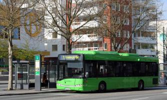En bild på en stadsbuss i Kristianstad